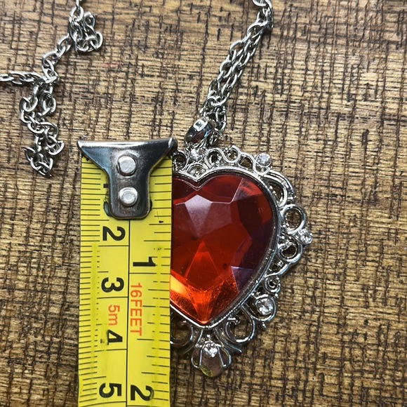 Vintage Silver Reversible Mirrored Heart Silver Necklace/ Costume Jewelry - Picture 6 of 6